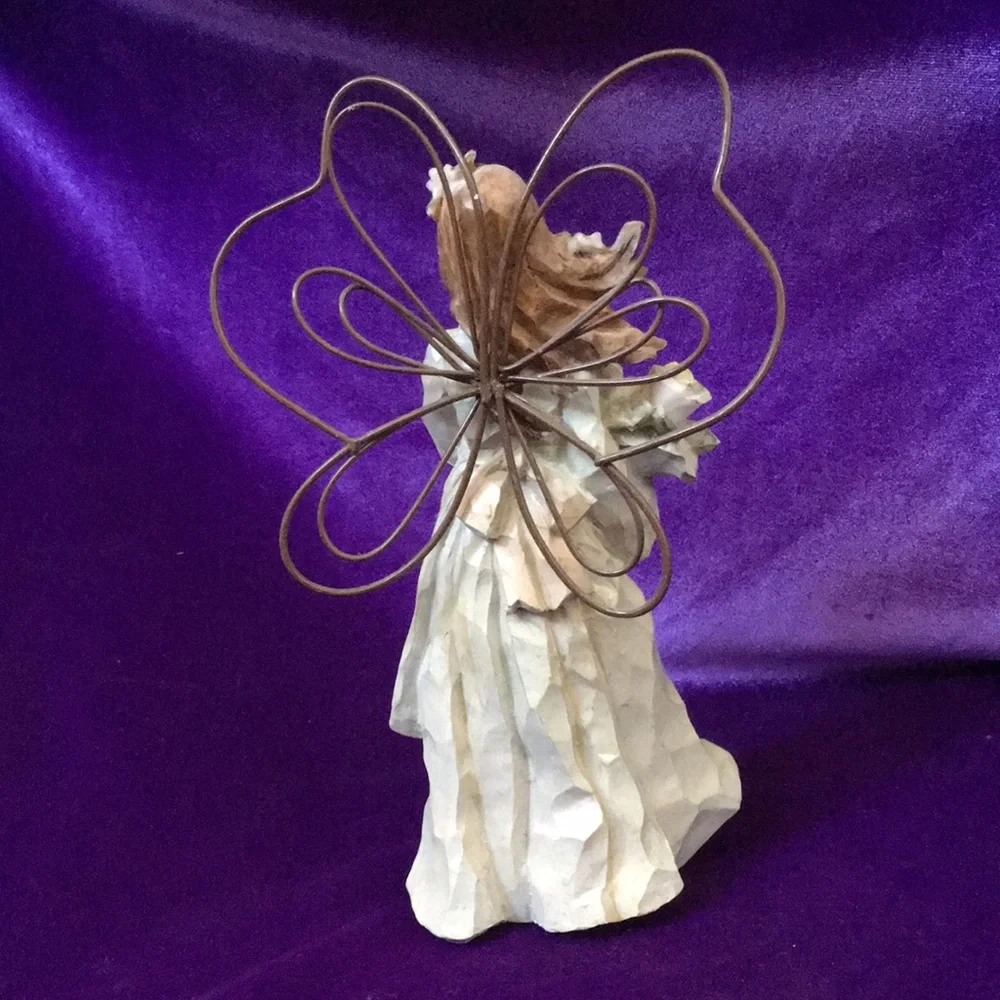 Resin Angel Holding Basket of Flowers